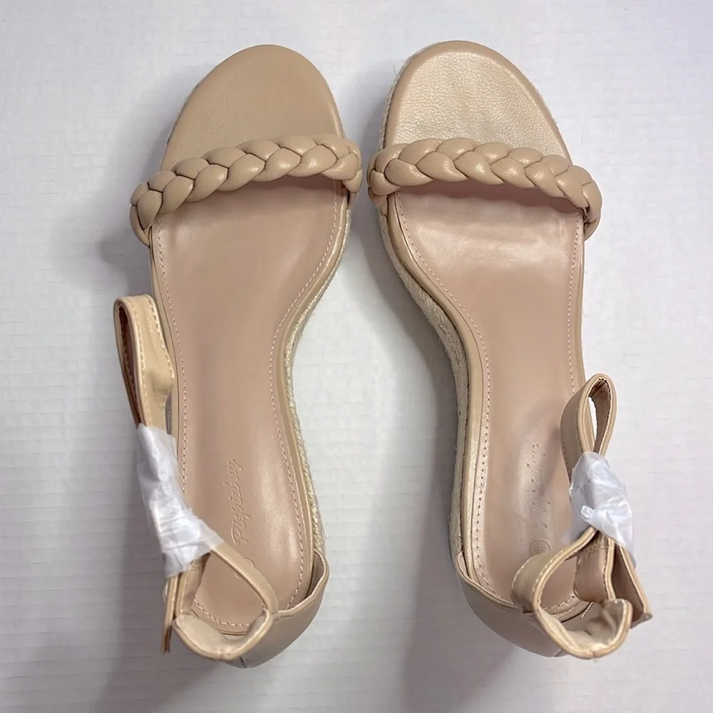 NEW Piepiebuy Wedge Platform Espadrille Sandals Women's Size 9.5 Tan